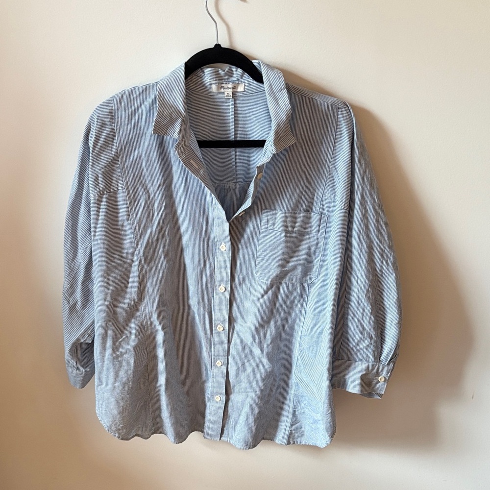 Madewell Blue Pinstripe Relaxed Button-Down Shirt